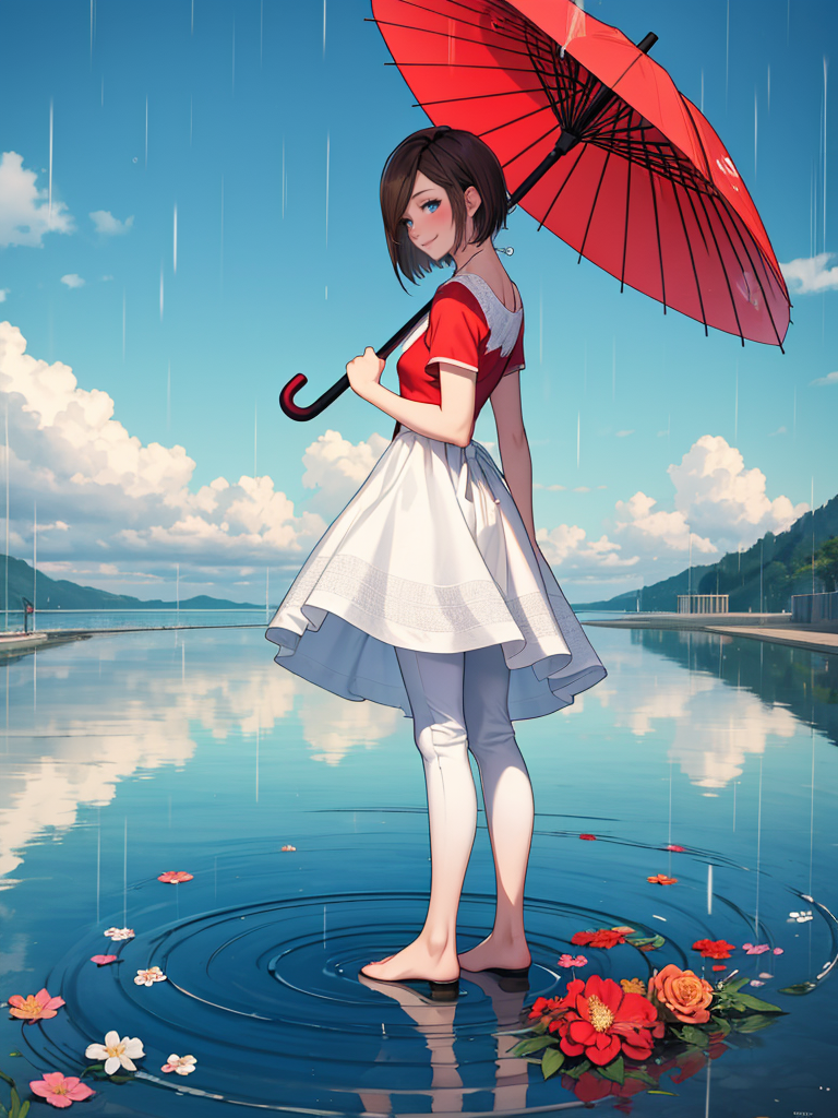 00103-1571790993-1girl, honma meiko, 1boy, umbrella, dress, long hair, string of fate, eye contact, black hair, looking at another, string, holdi.png